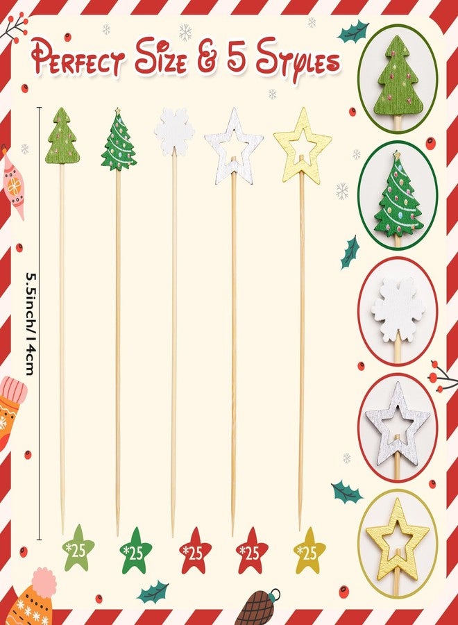 Galetcy 125 Pcs Christmas Toothpicks for Appetizers, 5.5 Inch Decorative Cocktail Picks Food Pick, Party Toothpicks Skewers for Fruits and Drink Garnish, Holiday Party Supplies - Image 2